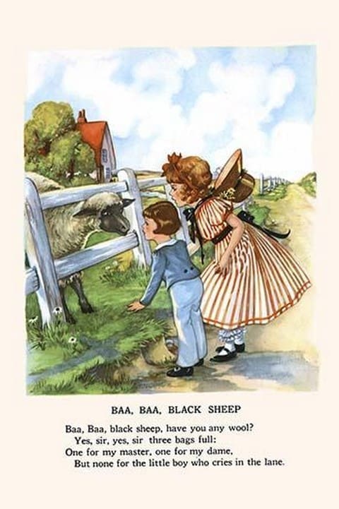 Baa Baa Black Sheep by Bird & Haumann - Art Print