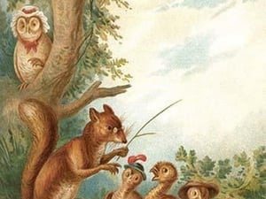 Squirrel Teaches Ducks by Anton Hochstein - Art Print