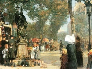 Parisian street scene [1] by Frederick Childe Hassam - Art Print
