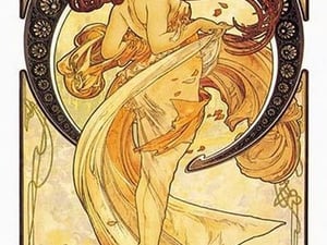 Dance (Golden) by Alphonse Mucha - Art Print