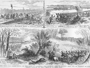 Destruction of Confederate Railroad Tracks by Frank Leslie - Art Print