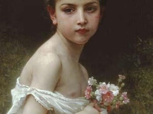 Little Girl with a Bouquet by William Bouguereau - Art Print