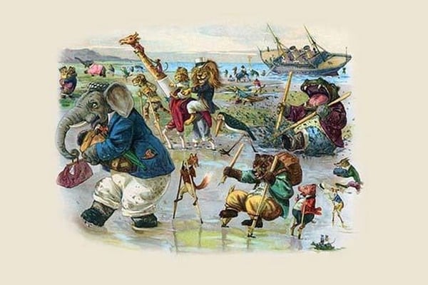 So Across the Mud they had to Go by G.H. Thompson - Art Print