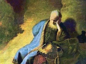 Jeremiah mourning over the destruction of Jerusalem by Rembrandt Van Rijn - Art Print