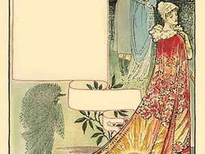 All were drunk or sober. Valentine & May left as lovers. The longest day enjoyed crimson & gold of a setting sun. by Walter Crane - Art Print