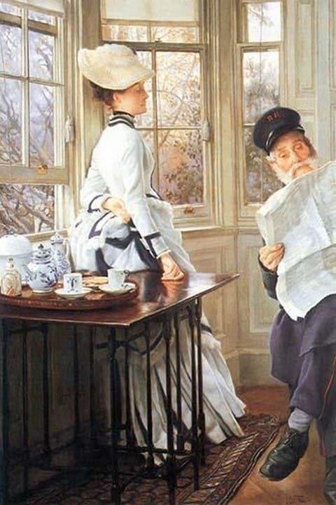The Messages read by James Tissot - Art Print