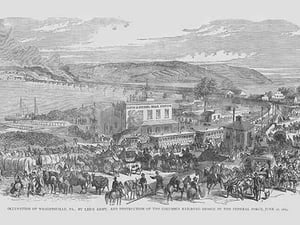 Destruction of the Columbia Railroad by Frank Leslie - Art Print