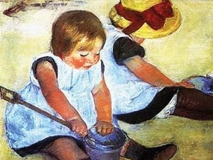 Children Playing on the Beach by Mary Cassatt - Art Print