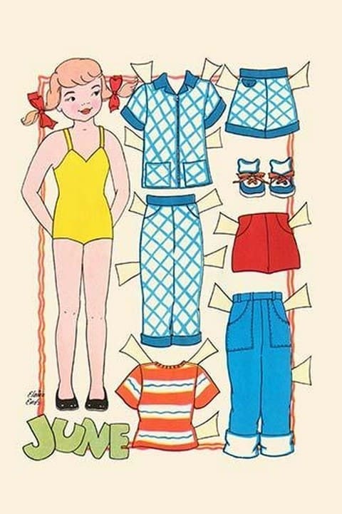 June - Dress up Doll by Elaine Ends - Art Print