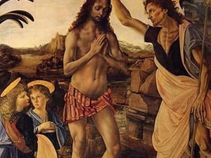 Baptism of Christ by Andrea de Verrocchio - Art Print
