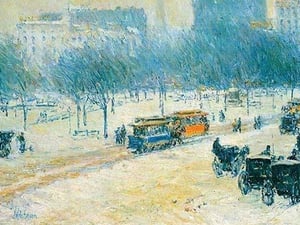 Winter in Union Square by Frederick Childe Hassam - Art Print