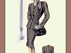 Gray Cardigan Suit - Art Print