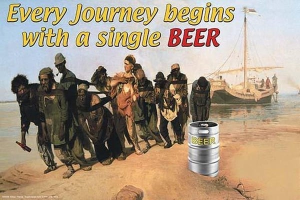 Every Journey Begins with a Single Beer by Wilbur Pierce - Art Print