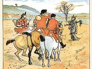 The Huntsmen came across a boggart or goblin in the field by Randolph Caldecott - Art Print