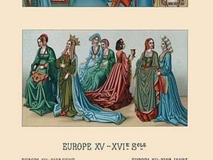 A Variety of Fifteenth Century French Costumes by Auguste Racinet - Art Print