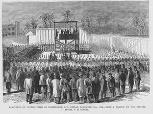 Execution of Captain Wirz in Washington DC by Hanging by Frank Leslie - Art Print