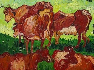 Les Vaches by Vincent van Gogh - Art Print