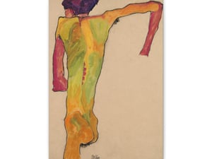 Male Nude, Propping Himself Up (1910) by Egon Schiele - Canvas Wall Art