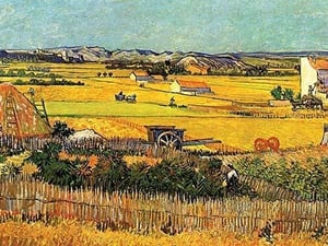 Harvest at La Crau with Montmajour in the Background by Vincent van Gogh - Art Print