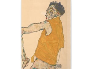 Self-Portrait In Yellow Vest, 1914 by Egon Schiele - Canvas Print