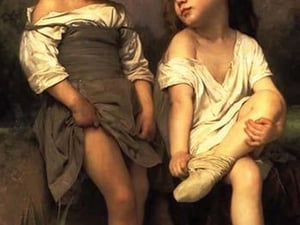 At the Edge of the Brook by William Bouguereau - Art Print