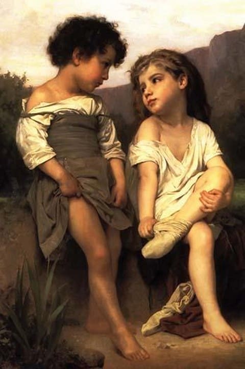 At the Edge of the Brook by William Bouguereau - Art Print