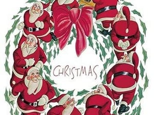 Santa Christmas Wreath by Abner Dean - Art Print