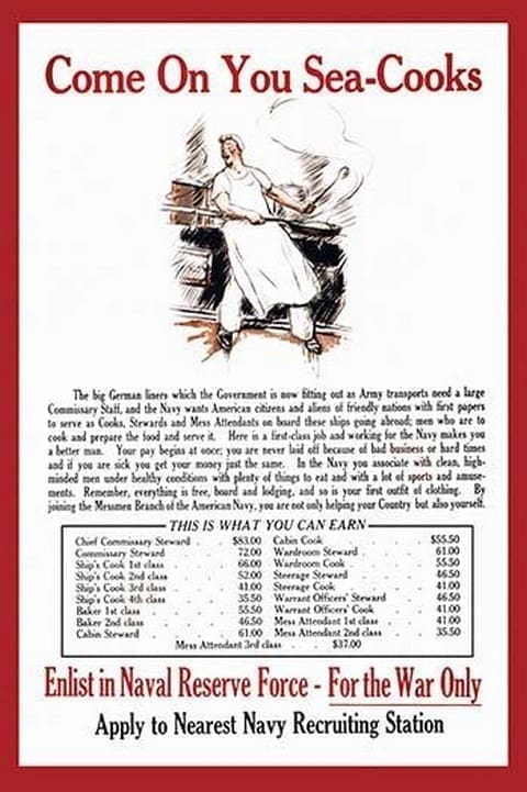 Come on you sea-cooks Enlist in Naval Reserve Force - for the war only : Apply to nearest Navy recruiting station. - Art Print
