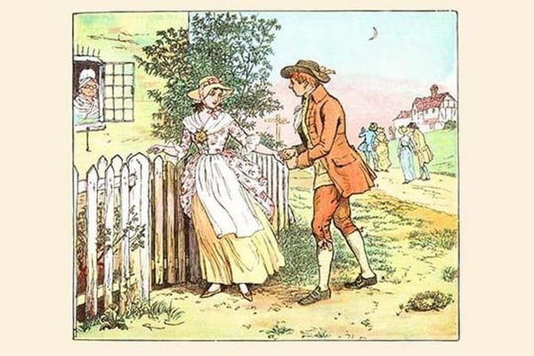 Romance at the Gate by Randolph Caldecott - Art Print