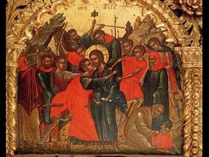Betrayal of Christ by Theophanis Strelitzas - Art Print