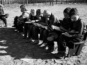 Boys Read School Books by Dorothea Lange - Art Print