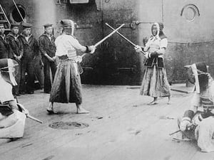 Japanese Sailors Fencing on Board Ship - Art Print