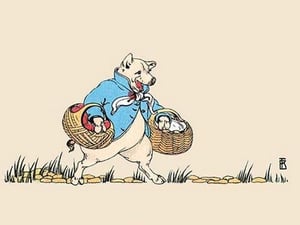 Curly Tail Brings Food by Frances Beem - Art Print