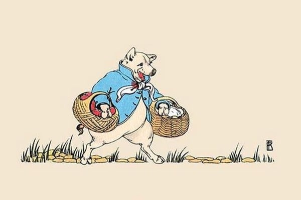 Curly Tail Brings Food by Frances Beem - Art Print