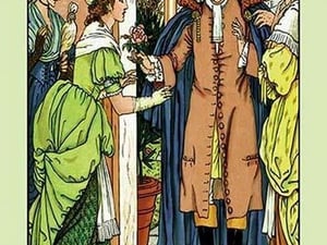 Beauty and the Beast - Greetings by Walter Crane - Art Print