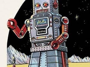 Friction Powered Atom Robot - Art Print