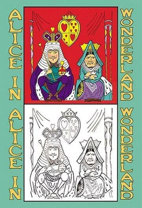 Alice in Wonderland: King and Queen of Hearts - Color Me! by John Tenniel - Art Print