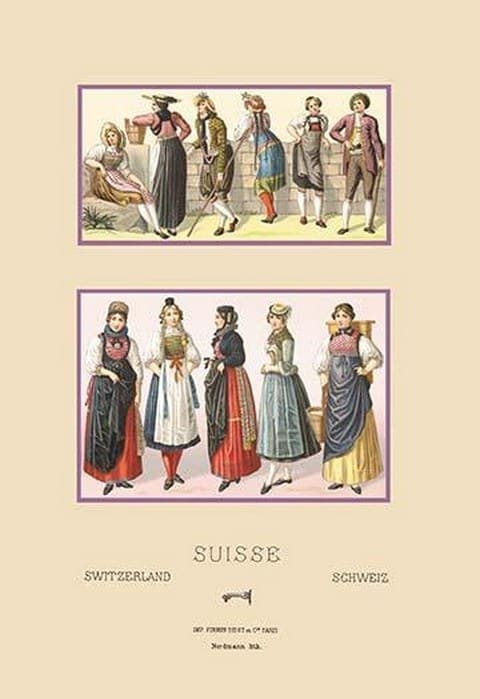 A Variety of Swiss Fashions by Auguste Racinet - Art Print