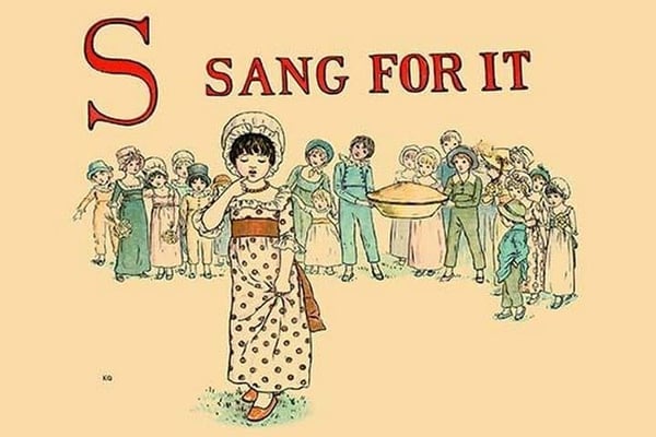 S - Sang for It by Kate Greenaway - Art Print