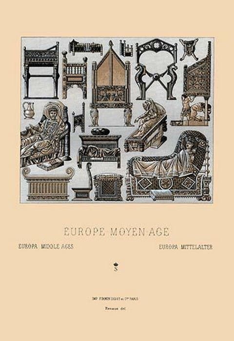Medieval Furniture Styles by Auguste Racinet - Art Posters or Prints on ...