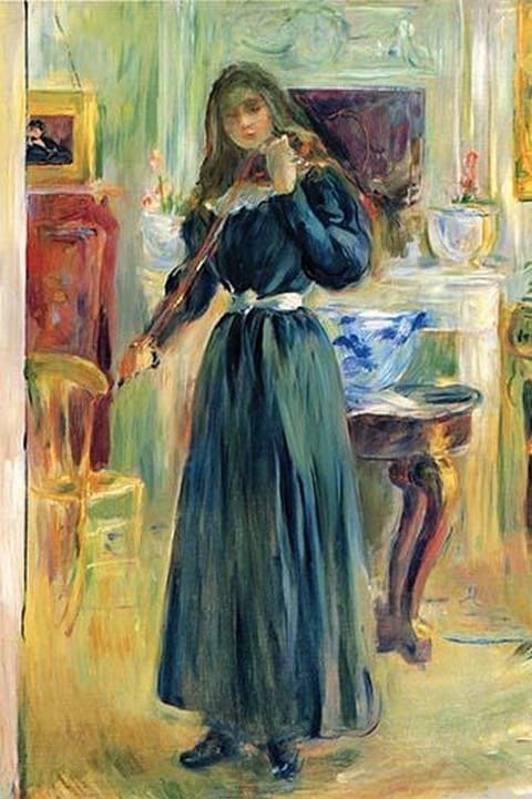 Julie playing violin by Berthe Morisot - Art Print