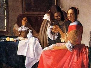 Girl with a wine glass by Johannes Vermeer - Art Print