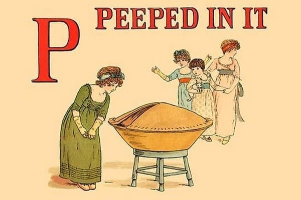 P - Peeped in It by Kate Greenaway - Art Print