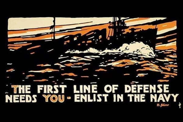The first line of defense needs you - enlist in the Navy by Hampton Francis Shirer - Art Print