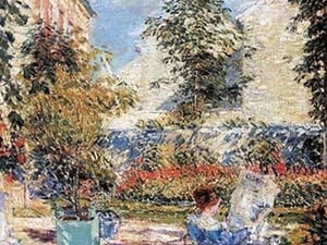 In a French Garden by Frederick Childe Hassam - Art Print