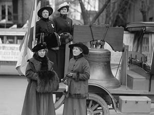 Suffragettes Sport a Replica of the Liberty Bell - Art Print