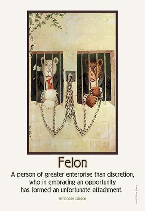 Felon: A Person of Greater Enterprise than Discretion by Wilbur Pierce - Art Print