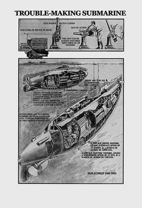 Trouble-Making Submarine by London Graphic - Art Print