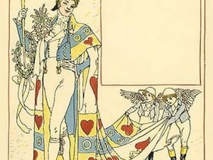 Wedding came in with a Gown adorned with hearts by Walter Crane - Art Print