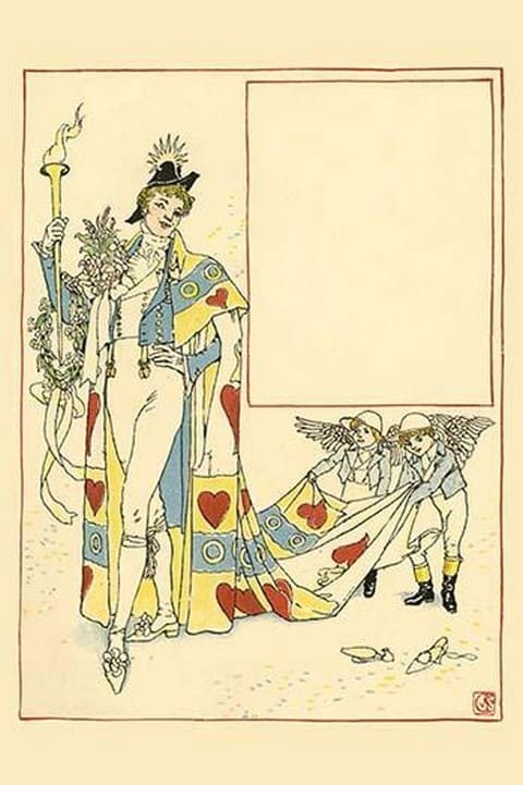 Wedding came in with a Gown adorned with hearts by Walter Crane - Art Print